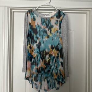 Two by Vince Camuto Blue Asymmetrical Blouse